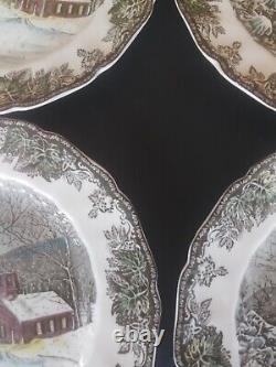 Johnson Bros Friendly Village School House Made In England, Dinner Plates 10 Pcs