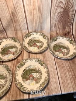 Johnson Bros Friendly Village School, Ice, Sugar House's. Set 8 Pc X 6