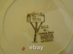 Johnson Bros Friendly Village Set of 6 CHRISTMAS Square Salad Dessert Plates