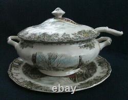 Johnson Bros Friendly Village Soup Tureen, Ladle & Round Platter Made in England