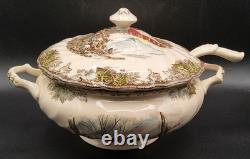 Johnson Bros Friendly Village Soup Tureen with Lid & Ladle 1 Damaged Handle
