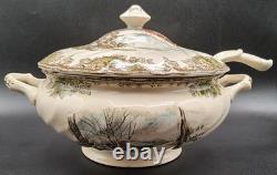 Johnson Bros Friendly Village Soup Tureen with Lid & Ladle 1 Damaged Handle