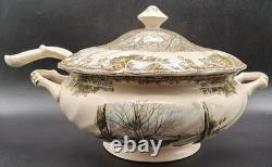 Johnson Bros Friendly Village Soup Tureen with Lid & Ladle 1 Damaged Handle