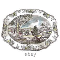 Johnson Bros Friendly Village Vintage Ironstone Oval Turkey Serving Platter-Mint