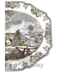 Johnson Bros Friendly Village Vintage Ironstone Oval Turkey Serving Platter-Mint