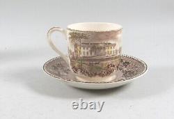 Johnson Bros. HISTORIC AMERICA BROWN/MULTICOLOR Demi. Cup & Saucer Sets Lot of 7