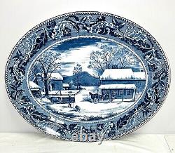 Johnson Bros HISTORIC AMERICA THANKSGIVING BLUE 20 OVAL PLATTER