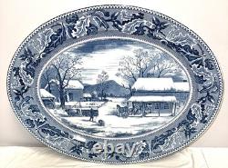 Johnson Bros HISTORIC AMERICA THANKSGIVING BLUE 20 OVAL TURKEY PLATTER