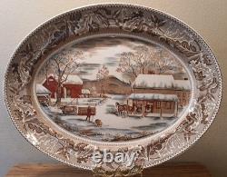 Johnson Bros. HISTORIC AMERICA THANKSGIVING Multicolor 19½ TURKEY PLATTER Nice