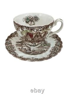 Johnson Bros Heritage Hall Colonial Overhang Cups & Saucers Set Of 9