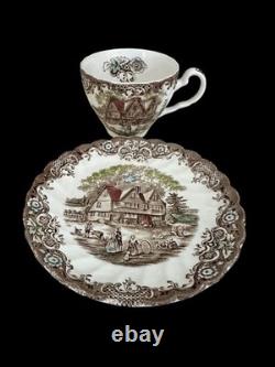 Johnson Bros Heritage Hall Colonial Overhang Cups & Saucers Set Of 9