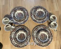 Johnson Bros His Majesty COMPLETE SET OF 4 England Turkey Thanksgiving Dishware