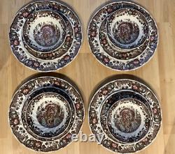 Johnson Bros His Majesty COMPLETE SET OF 4 England Turkey Thanksgiving Dishware