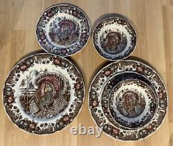 Johnson Bros His Majesty COMPLETE SET OF 4 England Turkey Thanksgiving Dishware