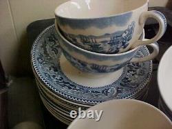 Johnson Bros Historic America Blue 13 Cups & 11 Saucers