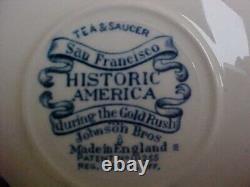 Johnson Bros Historic America Blue 13 Cups & 11 Saucers