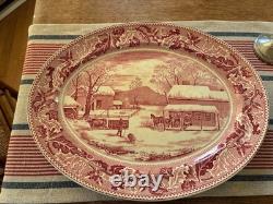Johnson Bros Historic America Thanksgiving 20 Oval Turkey Platter England Red