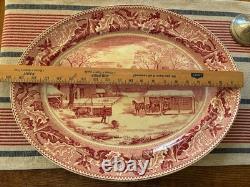 Johnson Bros Historic America Thanksgiving 20 Oval Turkey Platter England Red