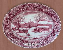 Johnson Bros Historic America Thanksgiving 20 Oval Turkey Platter England Red