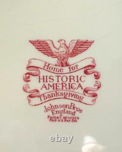 Johnson Bros Historic America Thanksgiving 20 Oval Turkey Platter England Red