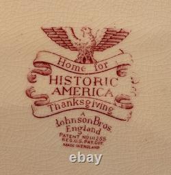 Johnson Bros Historic America Thanksgiving 20 Oval Turkey Platter England Red