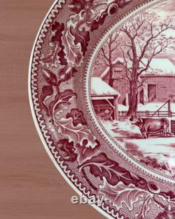 Johnson Bros Historic America Thanksgiving 20 Oval Turkey Platter England Red