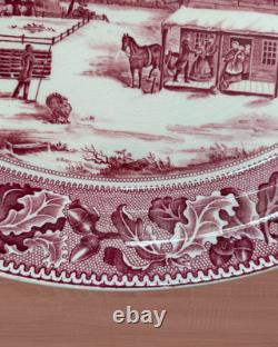Johnson Bros Historic America Thanksgiving 20 Oval Turkey Platter England Red