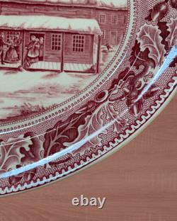 Johnson Bros Historic America Thanksgiving 20 Oval Turkey Platter England Red