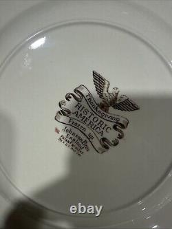 Johnson Bros Historic America Thanksgiving Frozen Up Plate Vint. 10.5 Lot Of 8