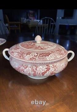 Johnson Bros Historic America View Of Boston Massachusetts Pink Soup Tureen+Lid