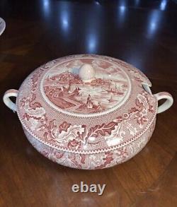 Johnson Bros Historic America View Of Boston Massachusetts Pink Soup Tureen+Lid