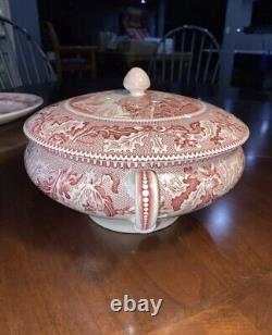 Johnson Bros Historic America View Of Boston Massachusetts Pink Soup Tureen+Lid