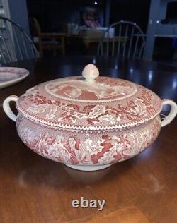 Johnson Bros Historic America View Of Boston Massachusetts Pink Soup Tureen+Lid