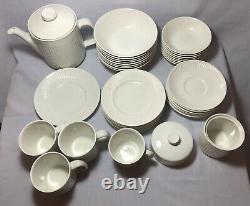 Johnson Bros Ironstone White Athena Lot Of 43 Pieces Plates Bowls Cups Tea Pot