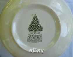 Johnson Bros MERRY CHRISTMAS Pattern Eggnog Bowl with 8 Matching Cups Mugs