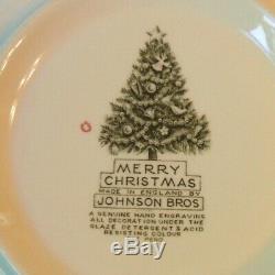 Johnson Bros Merry Christmas 12.25 Punch Salad Serving Bowl 8 Cups Mugs