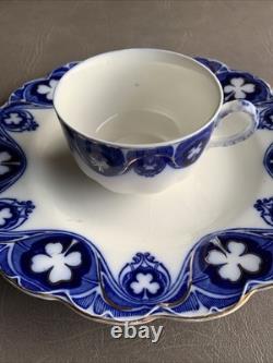 Johnson Bros Of England Blue Flow Savoy Pattern Dinner Plate & Cup Vintage