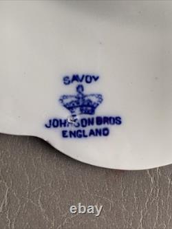 Johnson Bros Of England Blue Flow Savoy Pattern Dinner Plate & Cup Vintage