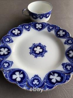 Johnson Bros Of England Blue Flow Savoy Pattern Dinner Plate & Cup Vintage