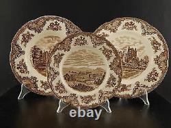 Johnson Bros Old Britain Castle Rare Service 18 Plates Semiporcelain Brown