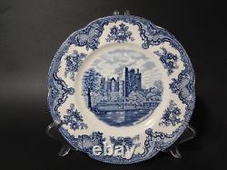 Johnson Bros Old Britain Castle Rare Service 6 Dinner Plates Semi Porcelain Blue