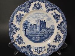 Johnson Bros Old Britain Castle Rare Service 6 Dinner Plates Semi Porcelain Blue