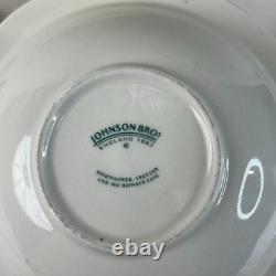 Johnson Bros Old Britain Castles 6 Rimmed Soup 8 Fruit Bowls Set Lot 14 Pc Blue