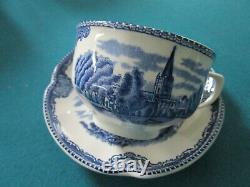 Johnson Bros Old Britain Castles Blue 3 Cups Saucers