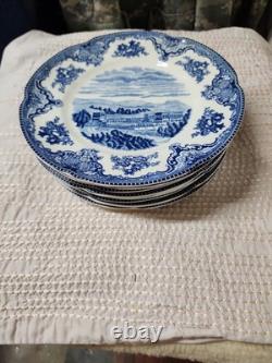 Johnson Bros Old Britain Castles Blue Chatsworth 8 Salad Plates Set of 8