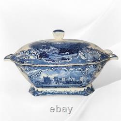 Johnson Bros Old Britain Castles Blue Transferware Tureen w Lid & Ladle England