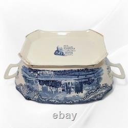 Johnson Bros Old Britain Castles Blue Transferware Tureen w Lid & Ladle England