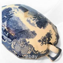 Johnson Bros Old Britain Castles Blue Transferware Tureen w Lid & Ladle England