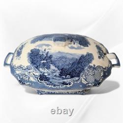 Johnson Bros Old Britain Castles Blue Transferware Tureen w Lid & Ladle England