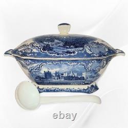 Johnson Bros Old Britain Castles Blue Transferware Tureen w Lid & Ladle England